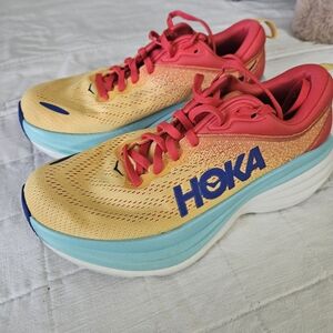 HOKA Women's Yellow and Red Running Shoes